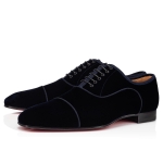 Christian Louboutin Greggo Orlato Velvet Oxford Navy/Grey - Image 3