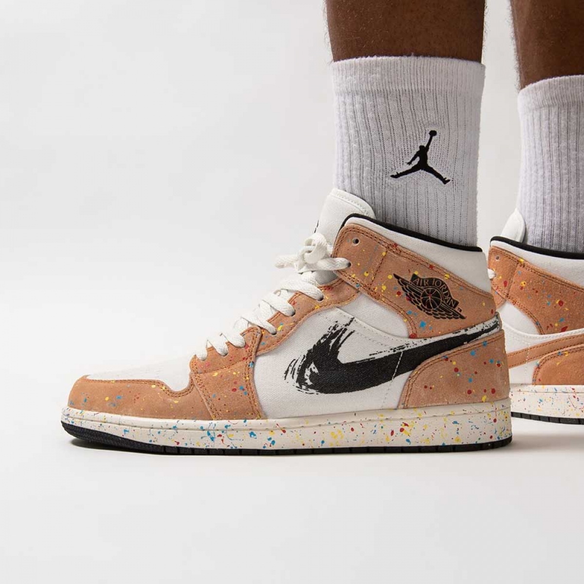 Air Jordan 1 Mid SE ‘Brushstroke Paint Splatter’ PKShoes