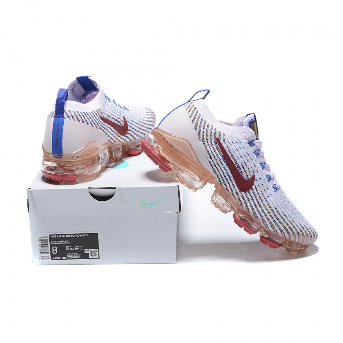 Nike Air VaporMax Flyknit 3 White Red - Image 6