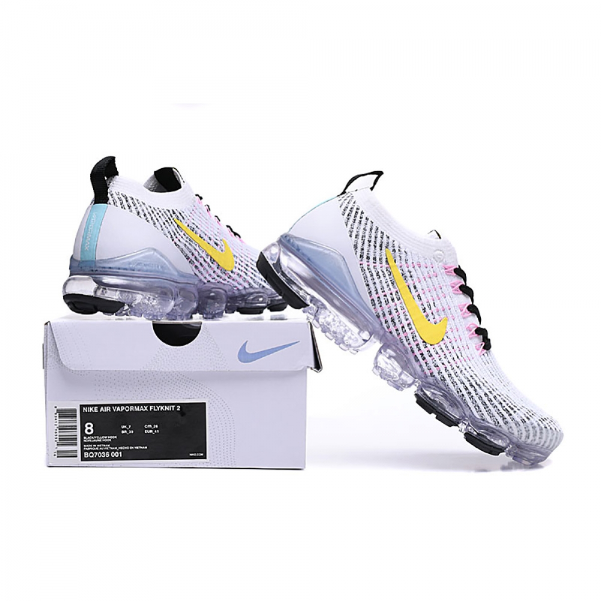 Nike Air VaporMax Flyknit 3 White Dynamic Yellow - Image 8
