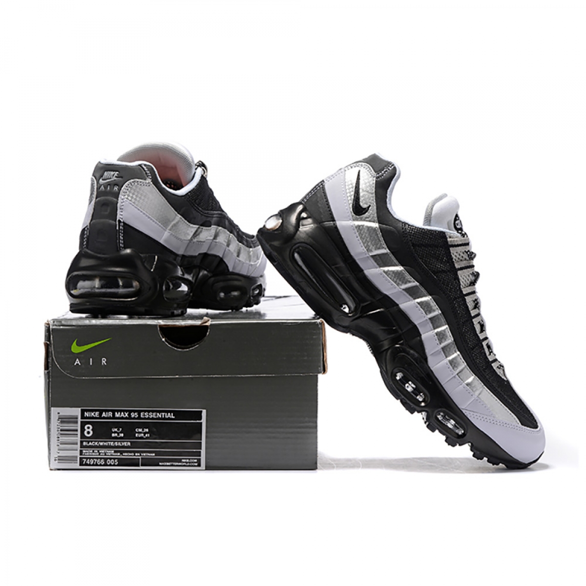 Air Max 95 Essential 'White  black Silver' - Image 3