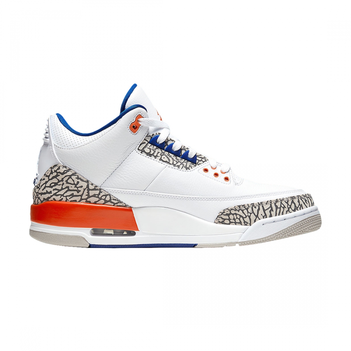 Air Jordan 3 Knicks White Old Royal-University Orange-Tech Grey - Image 2